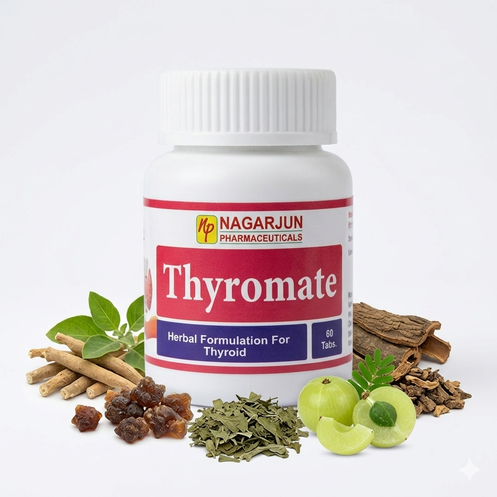 Nagarjun Thyromate Tablet | Ayurvedic Thyroid Care Formula | 60 Tablets 1 Nagarjun Thyromate Tablet | Ayurvedic Thyroid Care Formula | 60 Tablets