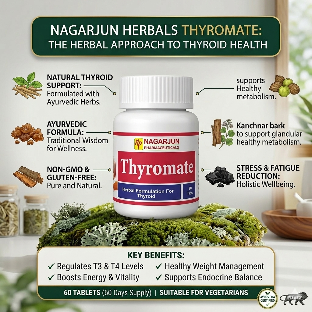 Nagarjun Thyromate Tablet | Ayurvedic Thyroid Care Formula | 60 Tablets 2 Nagarjun Thyromate Tablet | Ayurvedic Thyroid Care Formula | 60 Tablets - Image 2