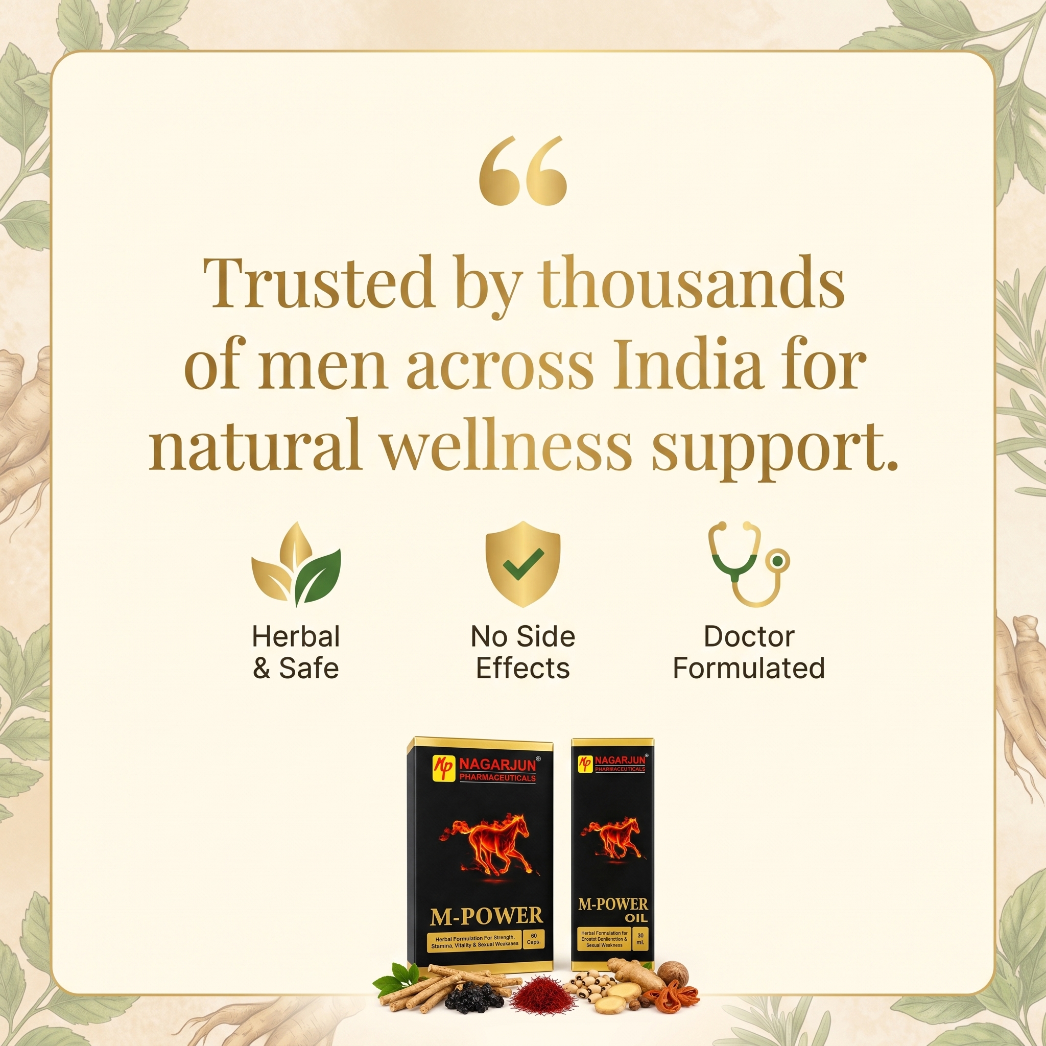 M-Power Performance Combo | M-Power Capsule + M-Power Oil | Ayurvedic Male Wellness Support Pack 2 M-Power Performance Combo | M-Power Capsule + M-Power Oil | Ayurvedic Male Wellness Support Pack - Image 2