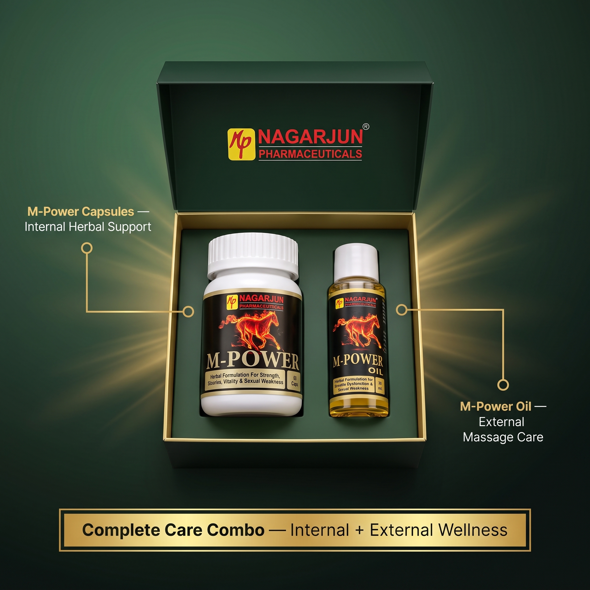 M-Power Performance Combo | M-Power Capsule + M-Power Oil | Ayurvedic Male Wellness Support Pack 3 M-Power Performance Combo | M-Power Capsule + M-Power Oil | Ayurvedic Male Wellness Support Pack - Image 3