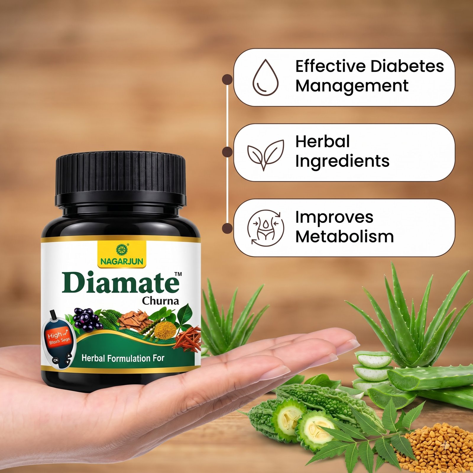 Nagarjun Diamate Tablet – Herbal Formulation for Diabetes Care 2 Nagarjun Diamate Tablet – Herbal Formulation for Diabetes Care - Image 2